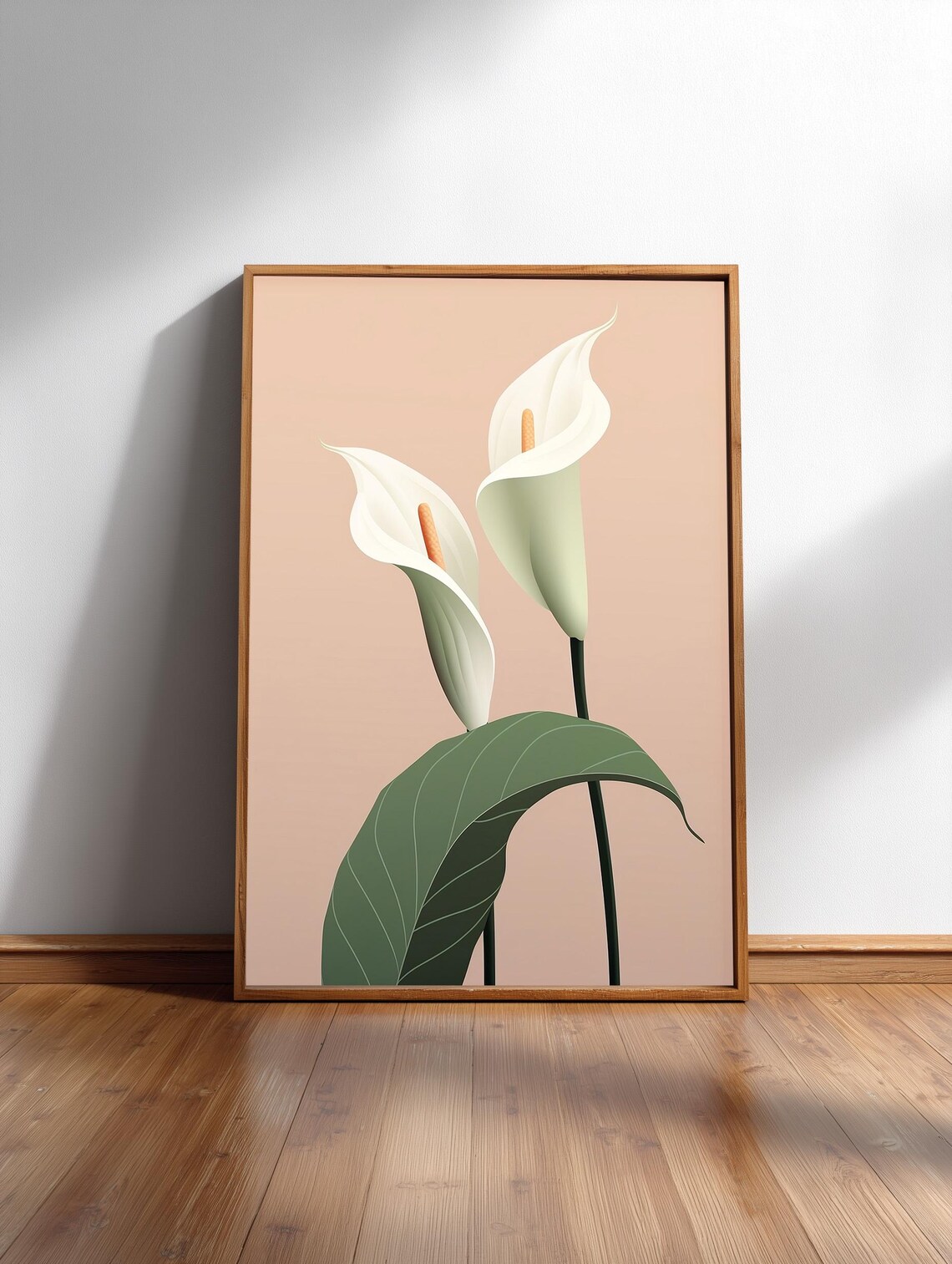 Peace Lily Illustration Minimal Botanical Print Boho Japandi
