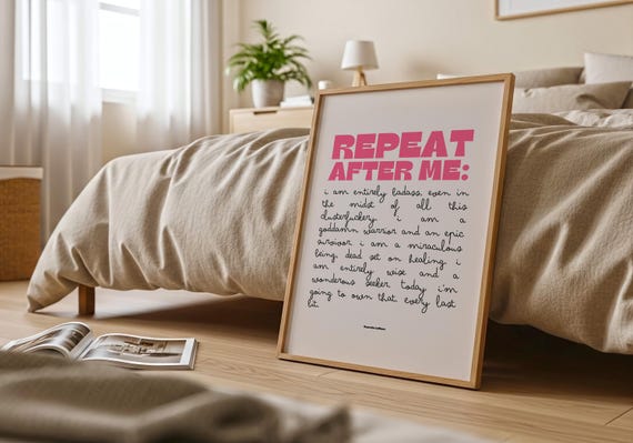 Badass Woman Print Hot Pink Handwriting Font Poster Empowerment Wall Art For Independent Women