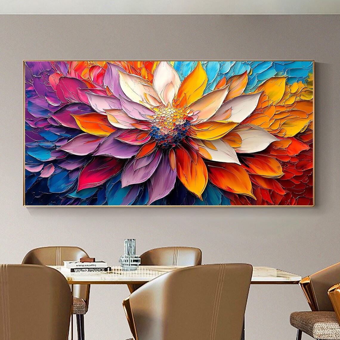 Colorful Flower Oil Painting, Abstract Blossom Art Print