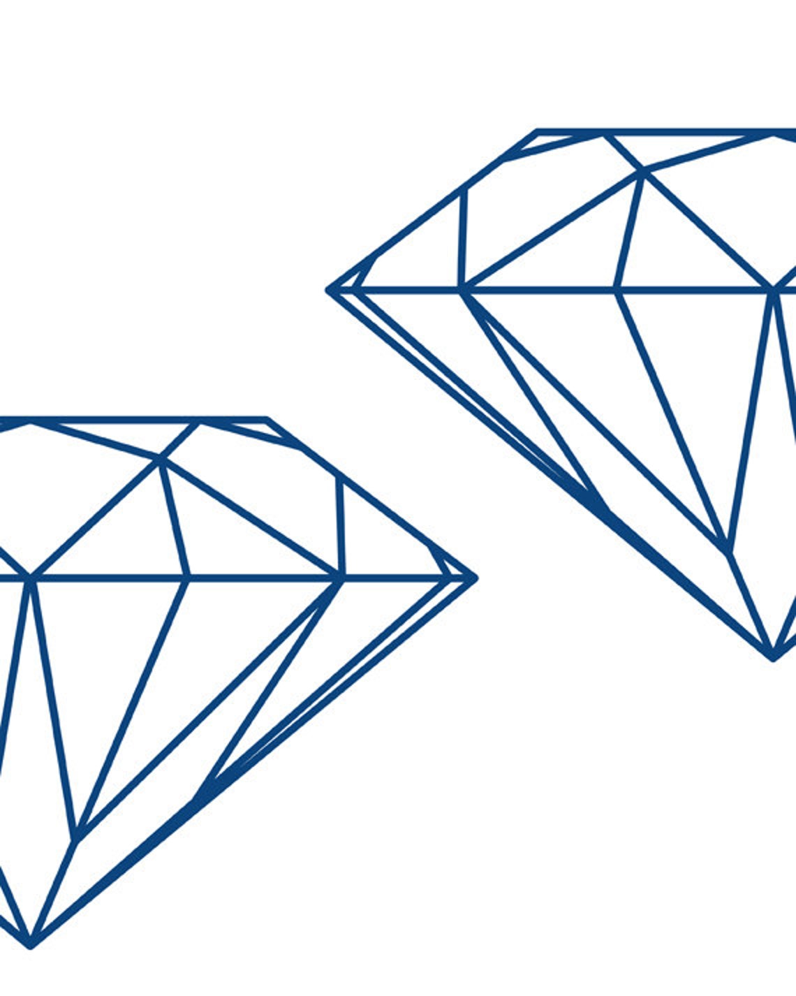 Navy Blue Geometric Diamond Outline Minimalist Modern Line Art Print - Image 2