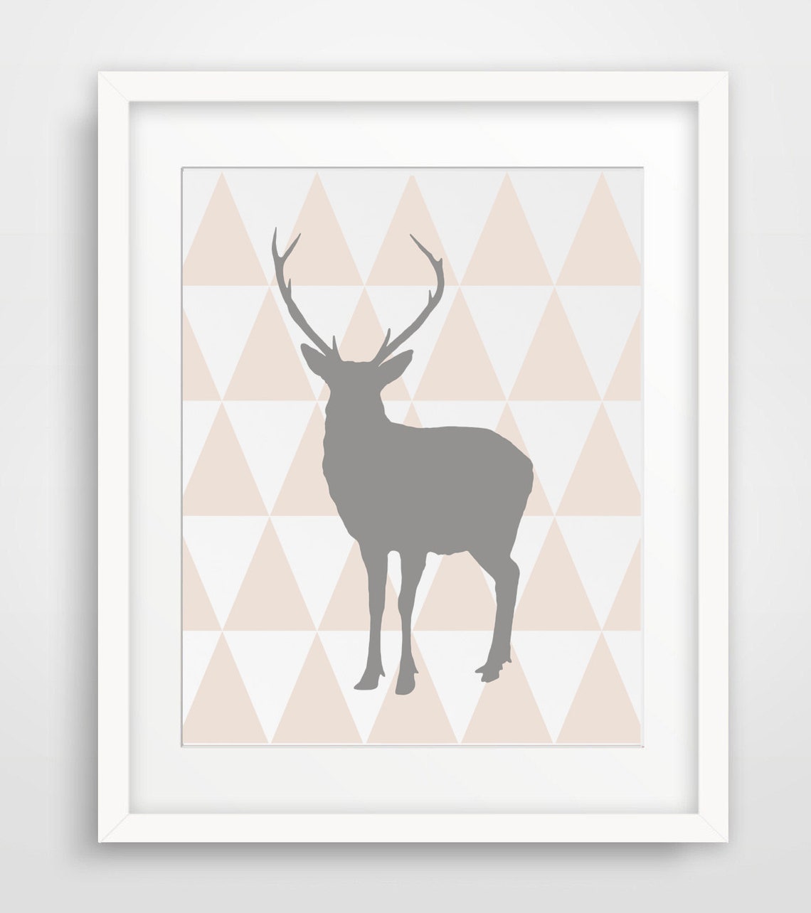 Deer Print Beige Taupe Grey Sand Deer With Antlers Wall Art Nursery Decor Art Wall Decor Geometrical