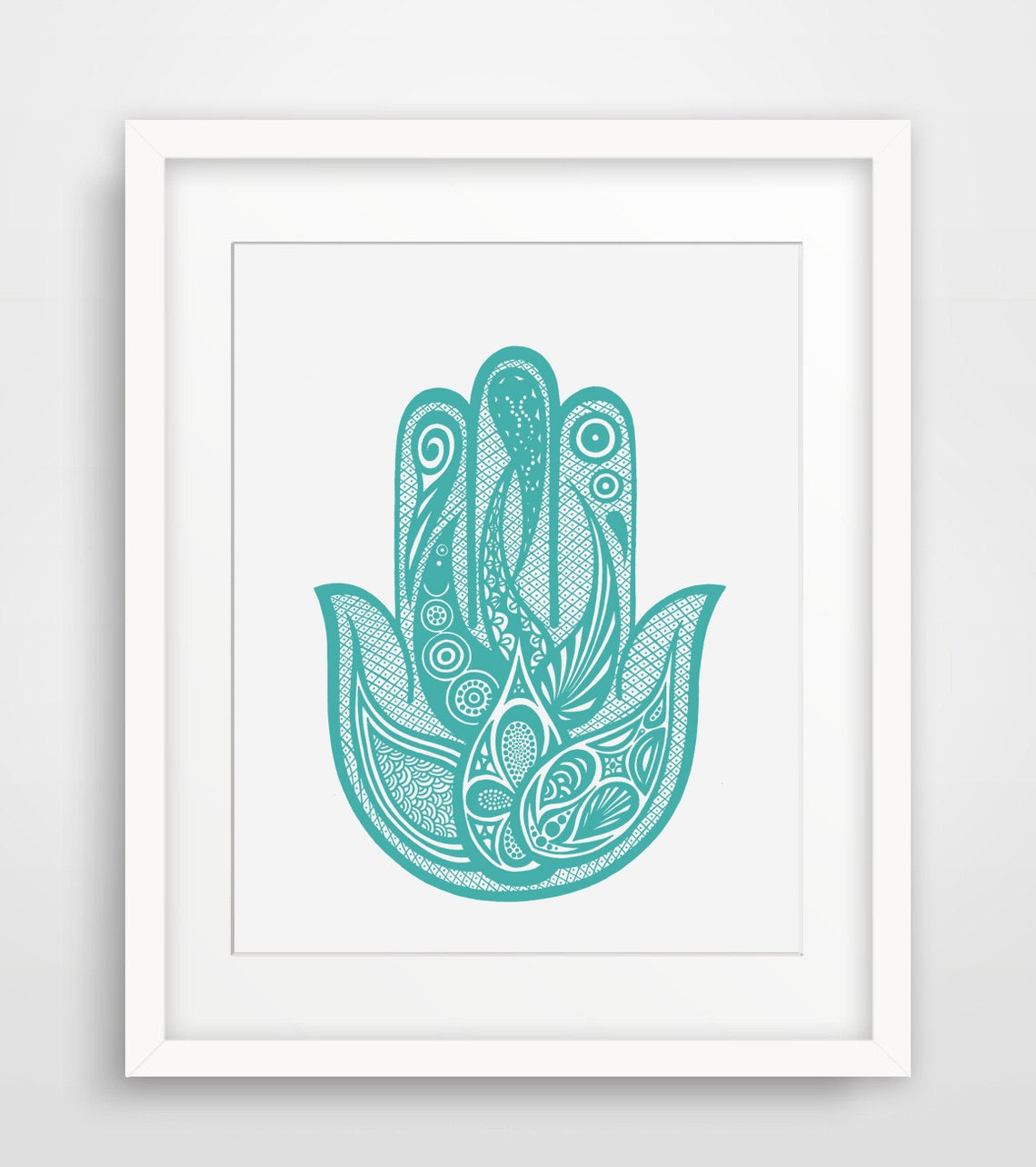 Turquoise Hamsa Hand Mandala Detail Zen Meditation Boho Poster - Image 2