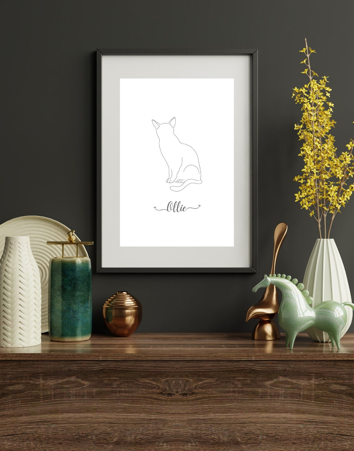 Personalized Daisy Cat Continuous Line Art Minimalist Pet Poster - Image 2