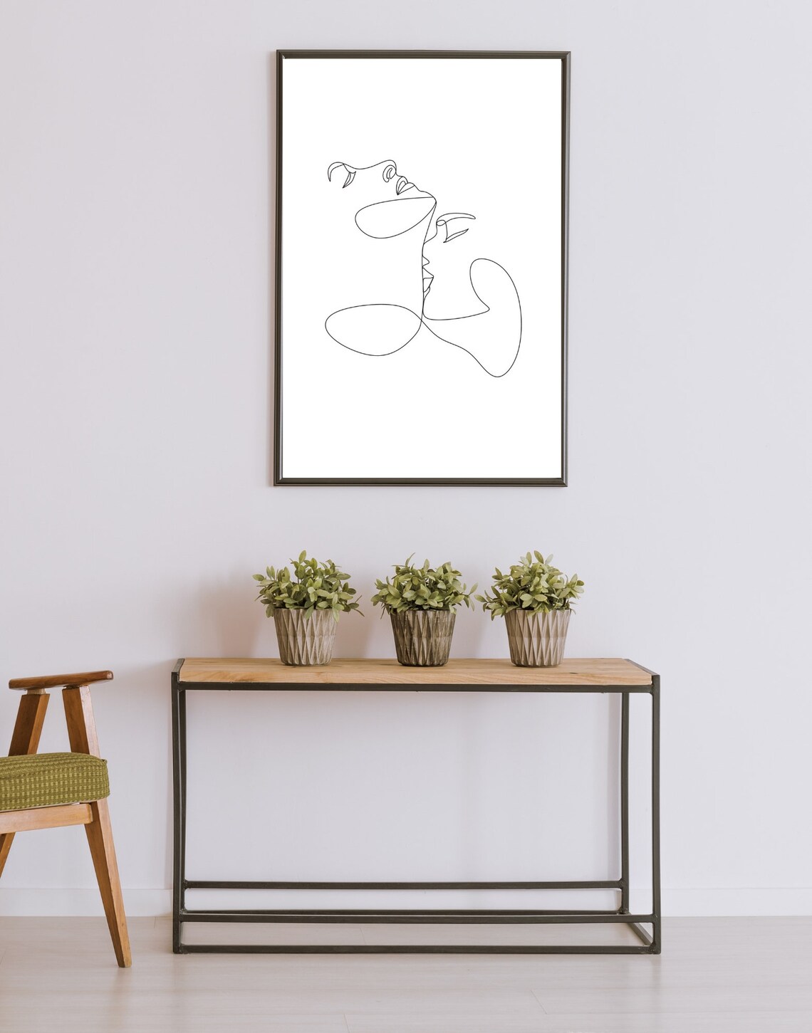 Kissing Couple Continuous Line Art Minimalist Lovers Face Poster - Image 2