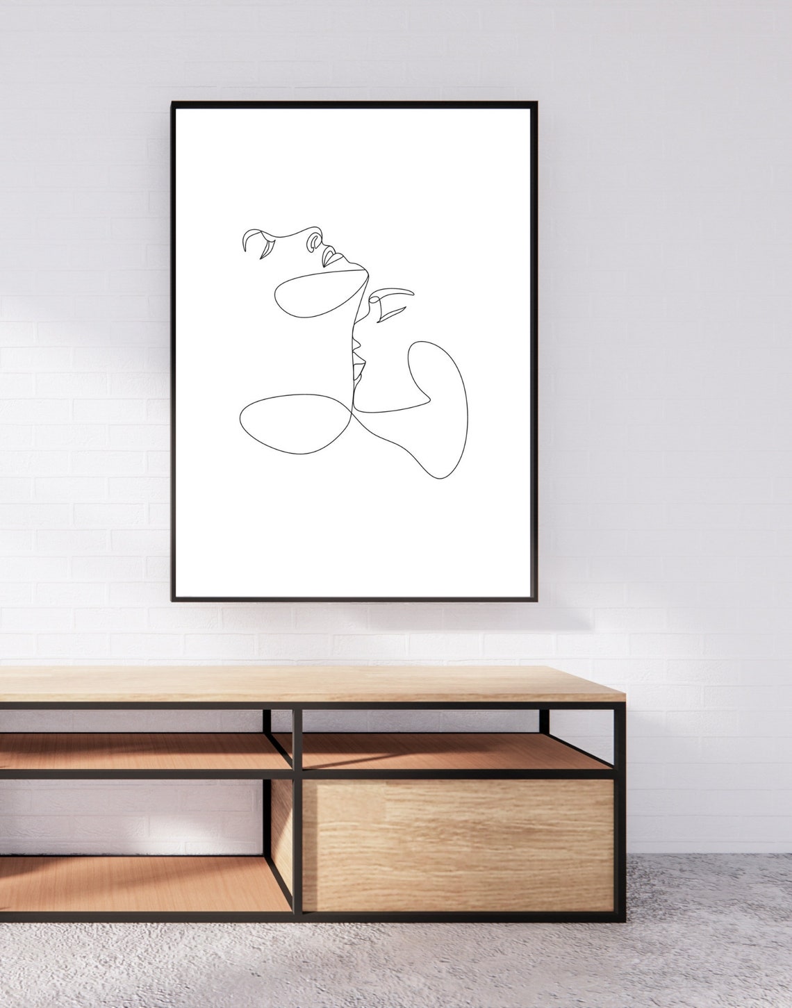 Kissing Couple Continuous Line Art Minimalist Lovers Face Poster - Image 3