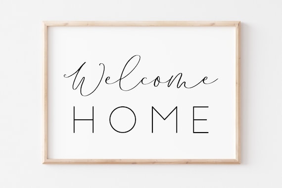 Welcome Home Script Typography Entryway Wall Decor Minimalist Quote Poster