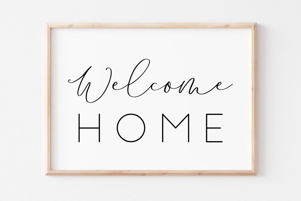Welcome Home Script Typography Entryway Wall Decor Minimalist Quote Poster