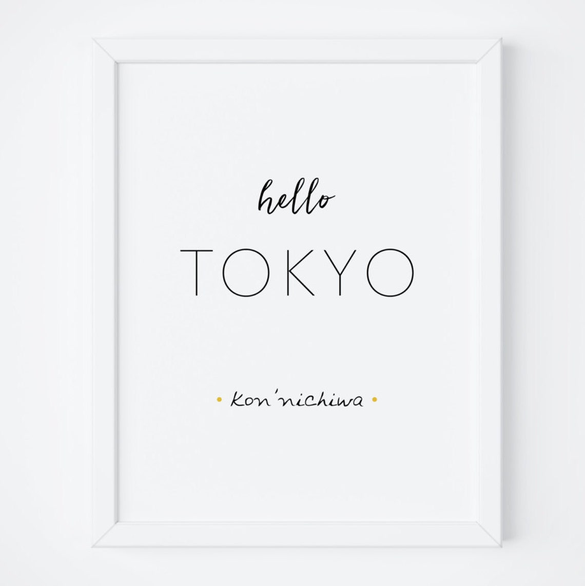 Hello Tokyo Konnichiwa Japan Greeting Travel Typography Art Poster
