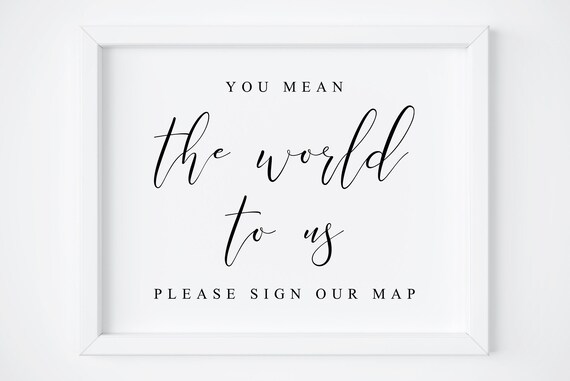 You Mean The World To Us Map Guest Book Sign