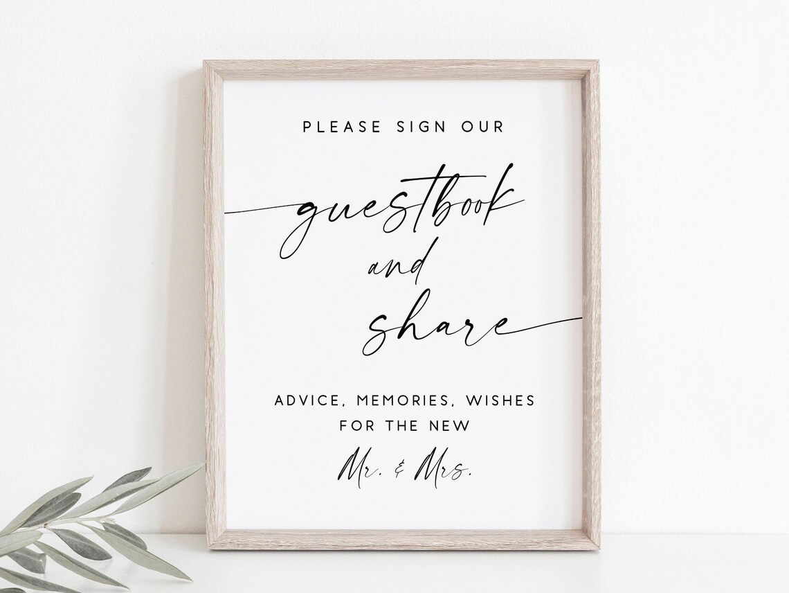 Please Sign Our Guestbook Wedding Sign, Love Print