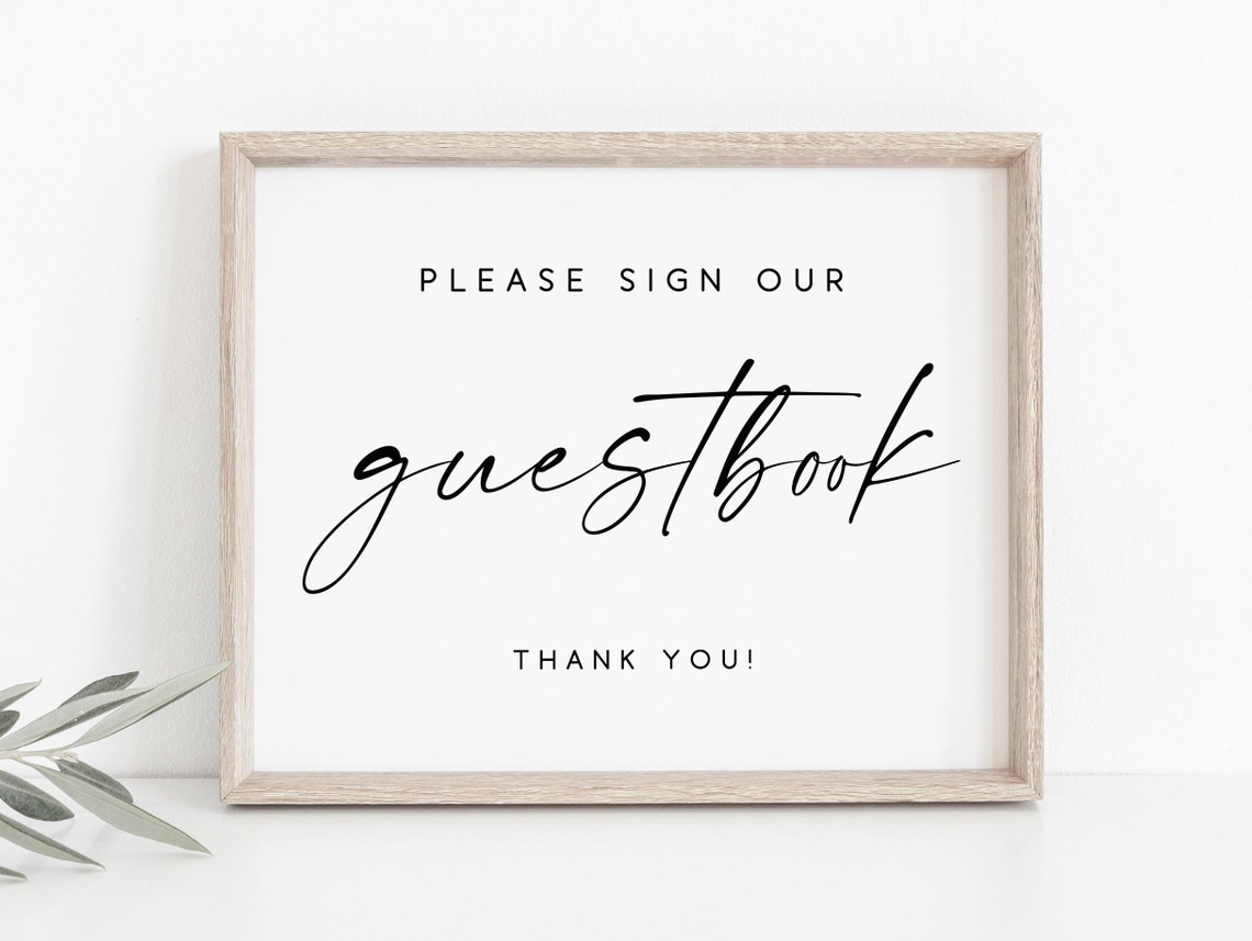 Please Sign Our Guestbook Wedding Thank You Calligraphy Poster