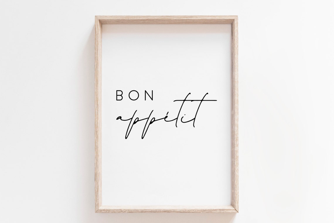 Bon Appetit French Kitchen Script Typography Wall Art Design
