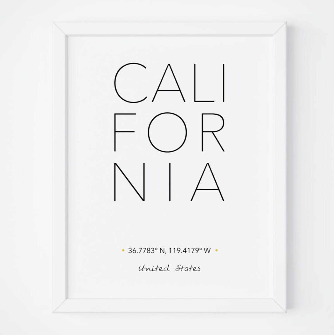California City Coordinates Typography Art Print