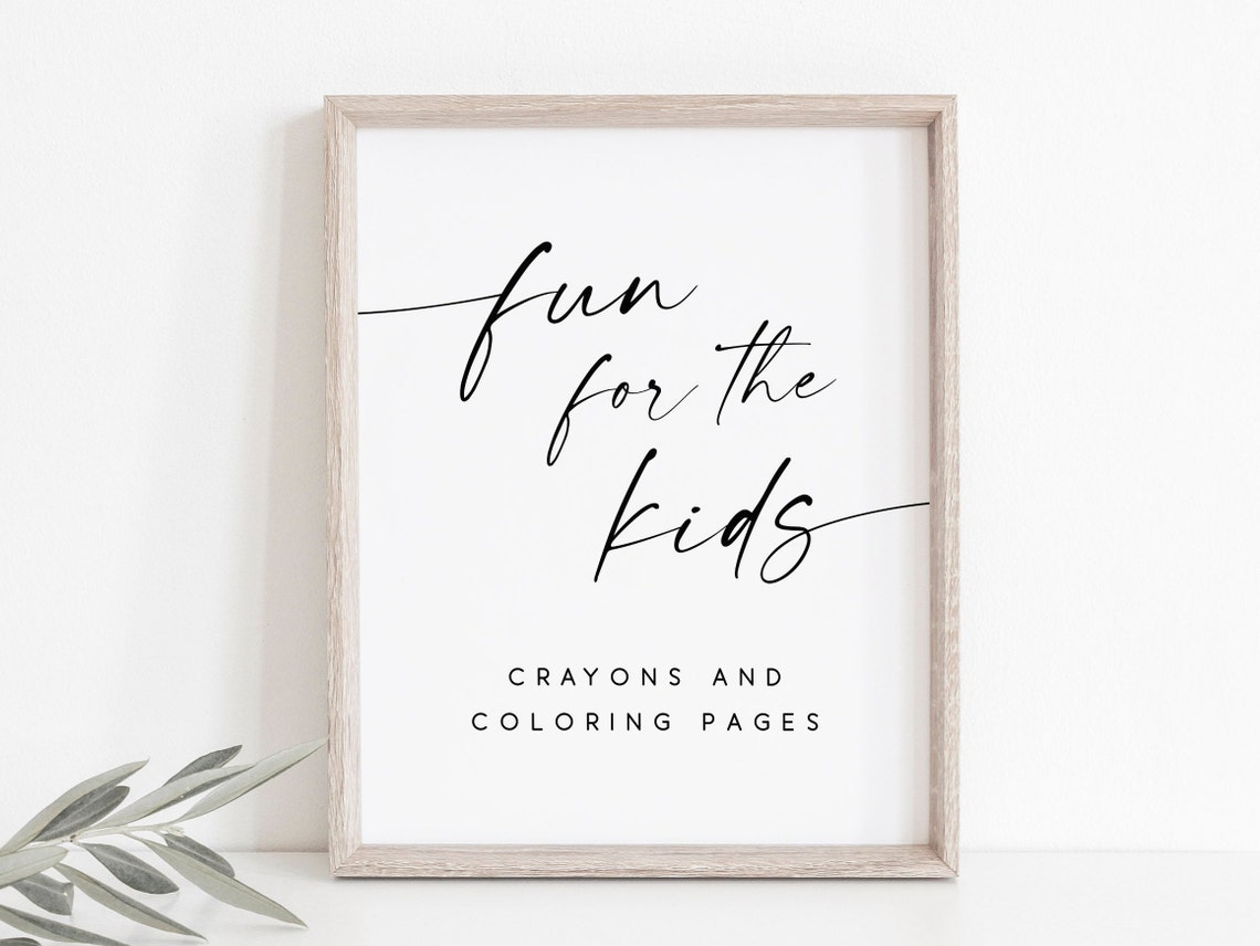 Fun For The Kids Wedding Crayons And Coloring Pages Sign Poster