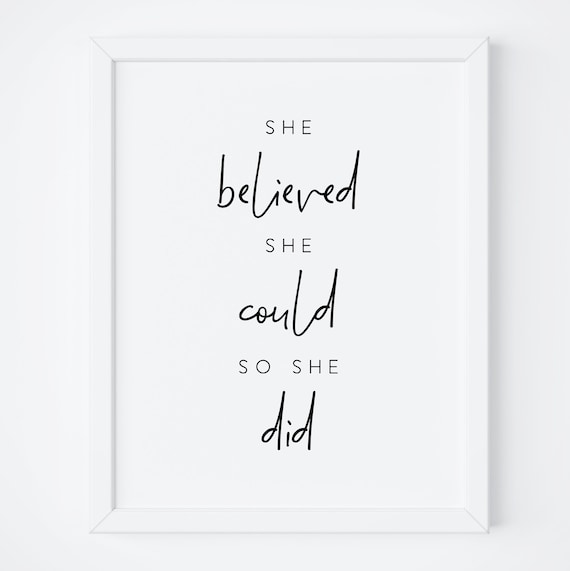 She Believed She Could So She Did Motivational Quote Poster For Women