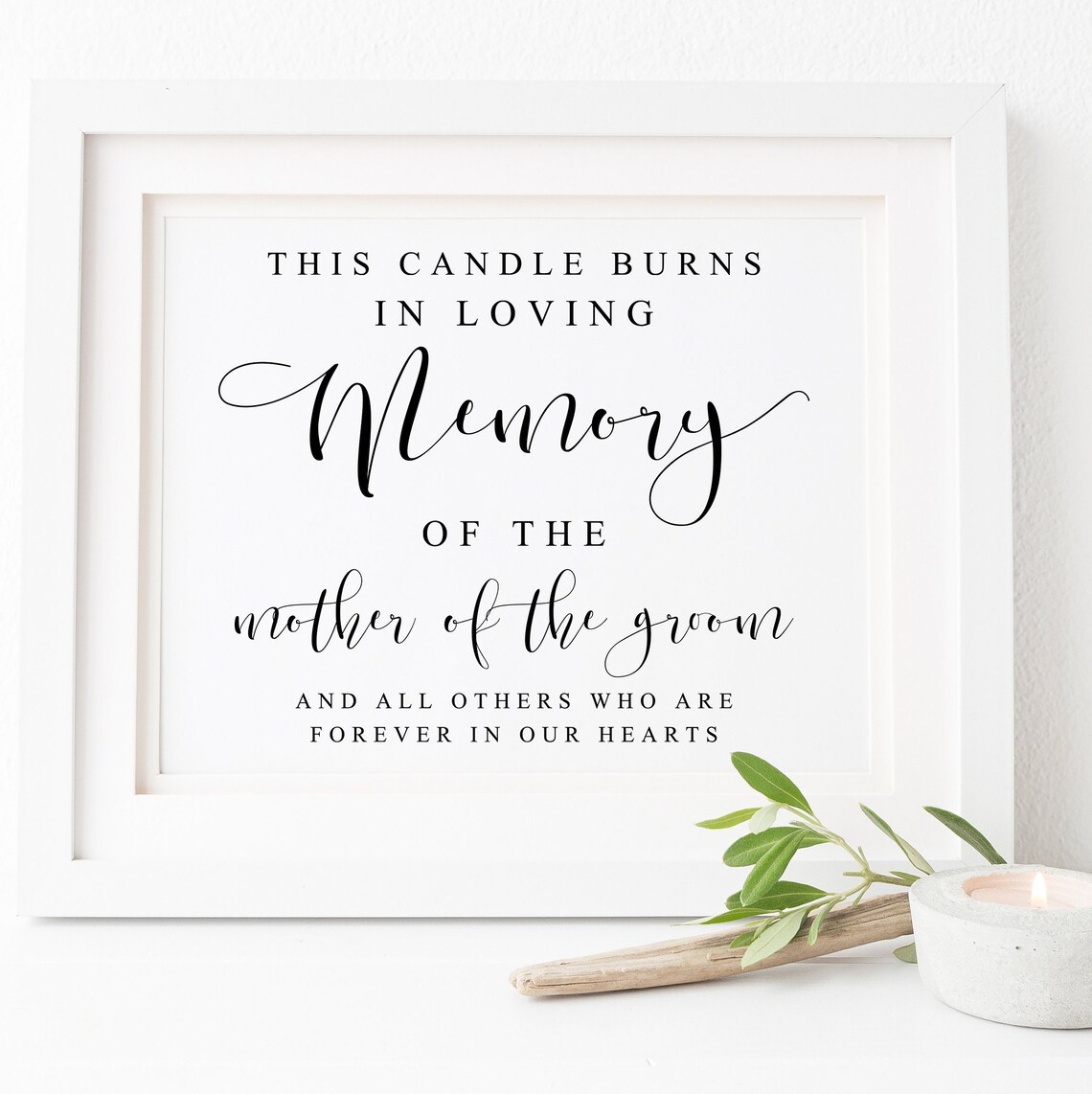 This Candle Burns In Loving Memory Sign, Memorial Print