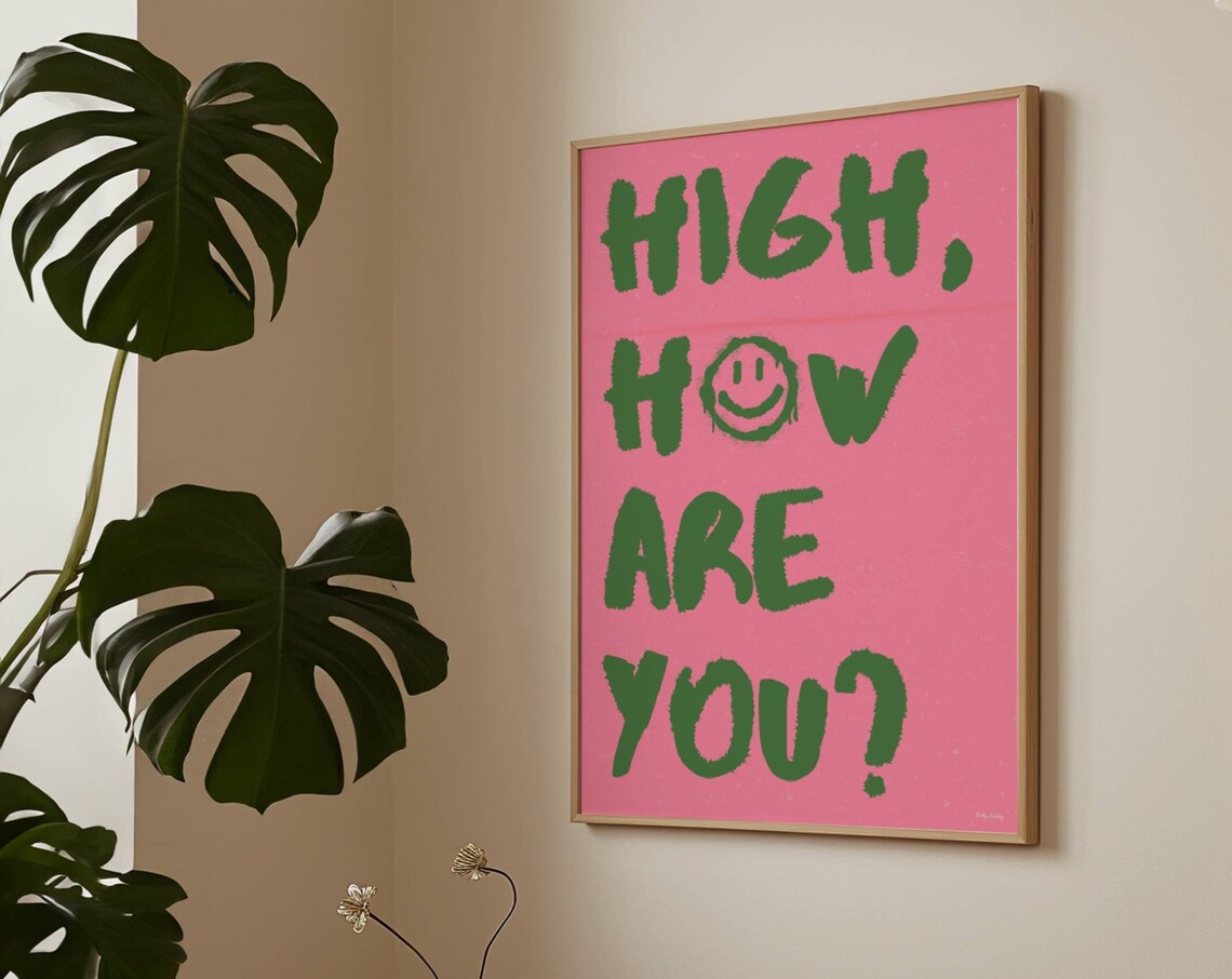 High How Are You Typography Art Print, Mid Century