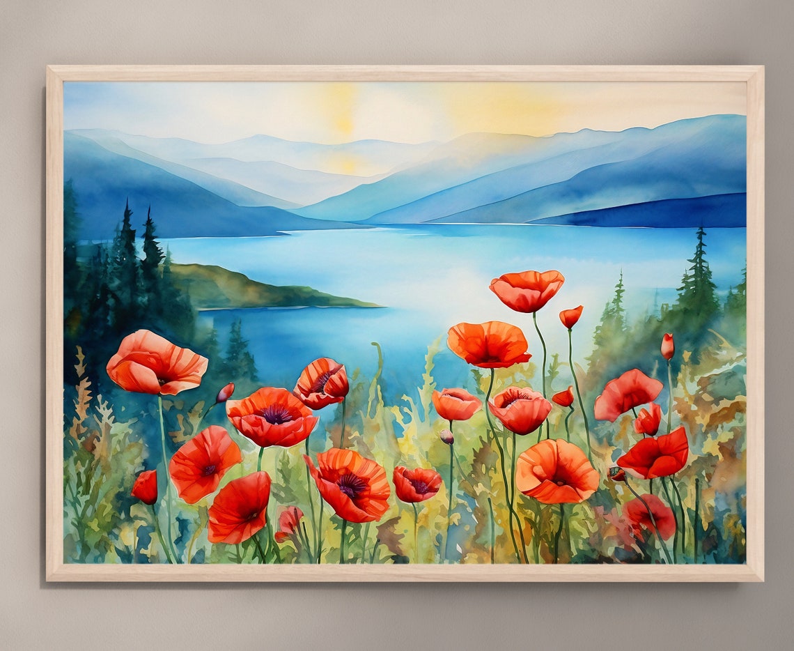 Mountain River Watercolor Art Print Landscape Panoramic Wall Art Home Decor Gift - Image 4