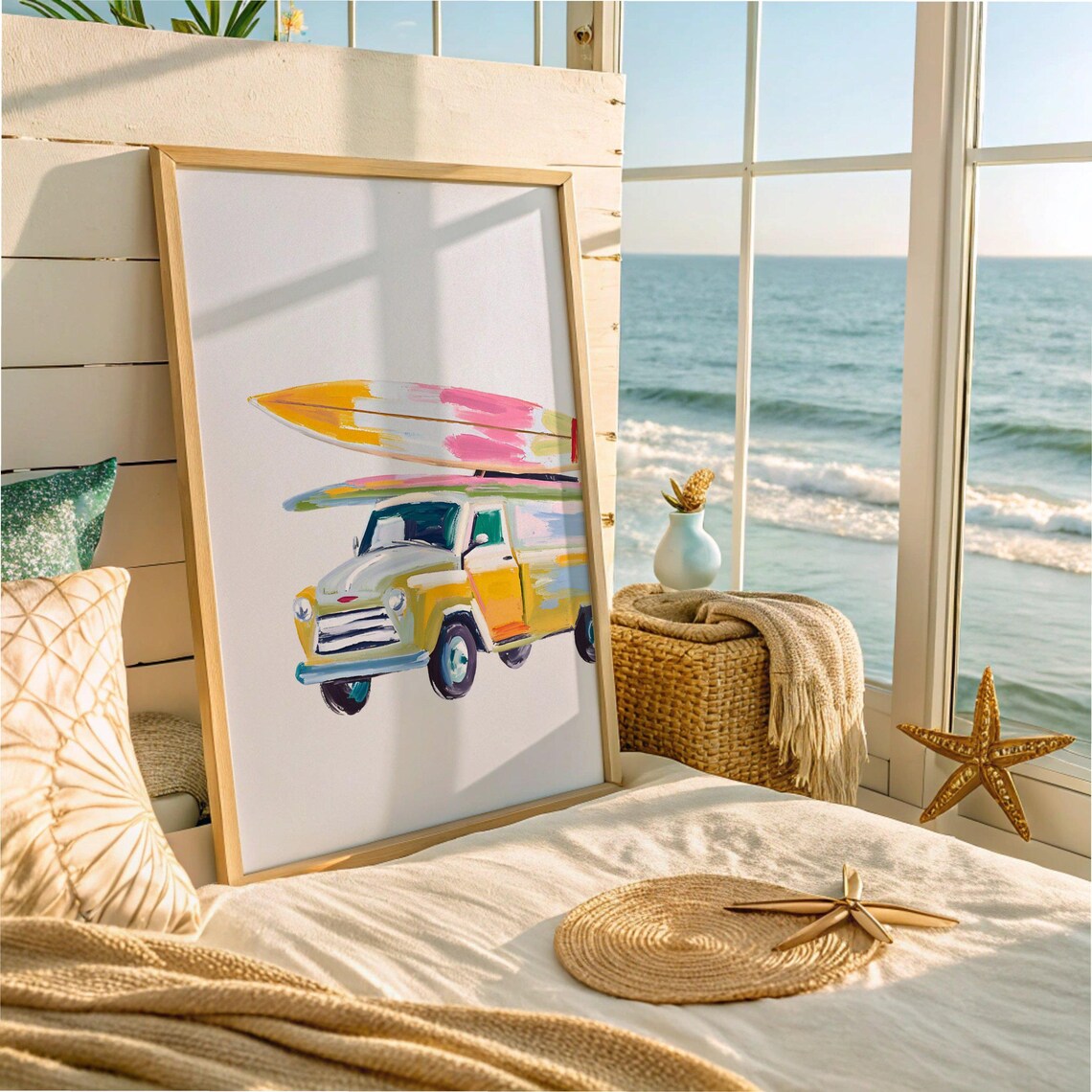 Pastel Surf Board Coastal Wall Art Print