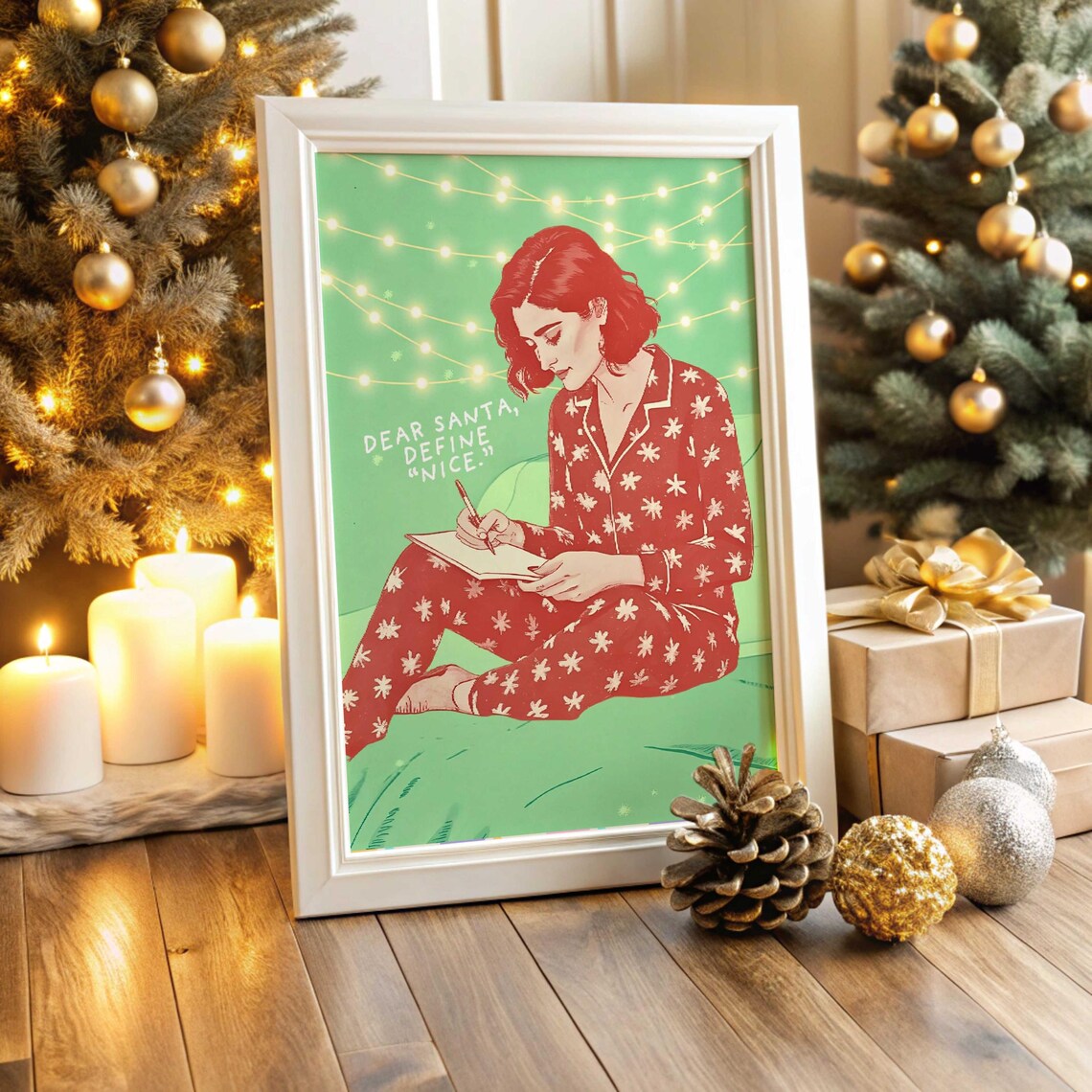 Funny Dear Santa Letter Vintage Christmas Art Print