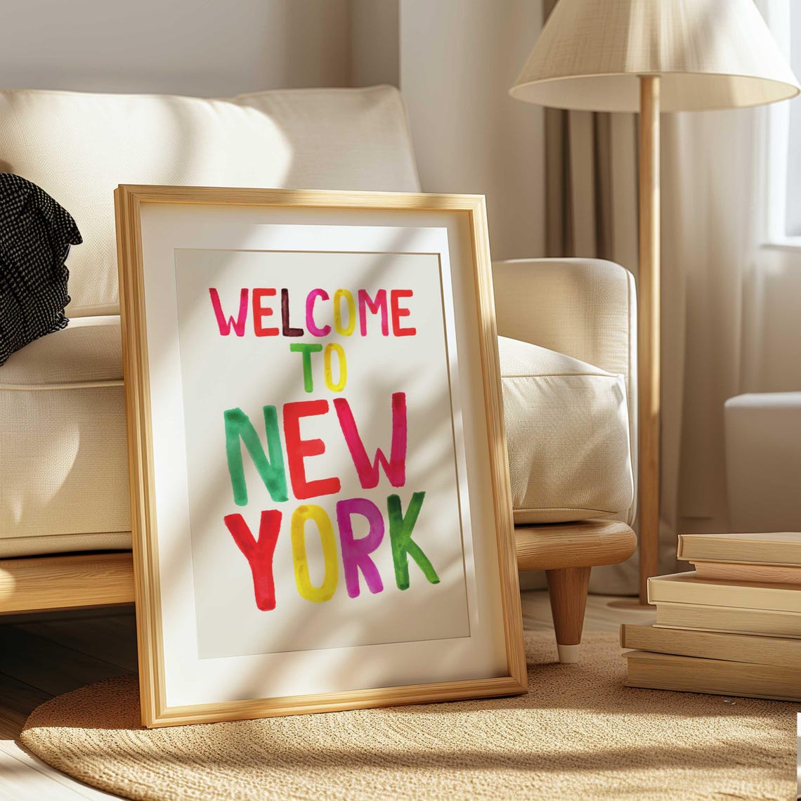 Welcome to New York Rainbow Hand Painted Letters NYC Travel Poster