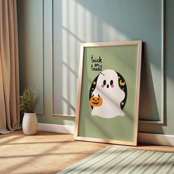 Halloween Decor Indoors Cute Ghosts Nursery Room Prints Kids For Wall Art Trick Or Treat