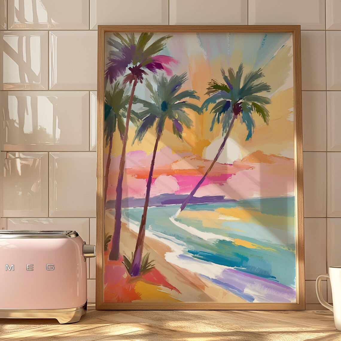 Palm Trees Pastel Abstract Coastal Art Print