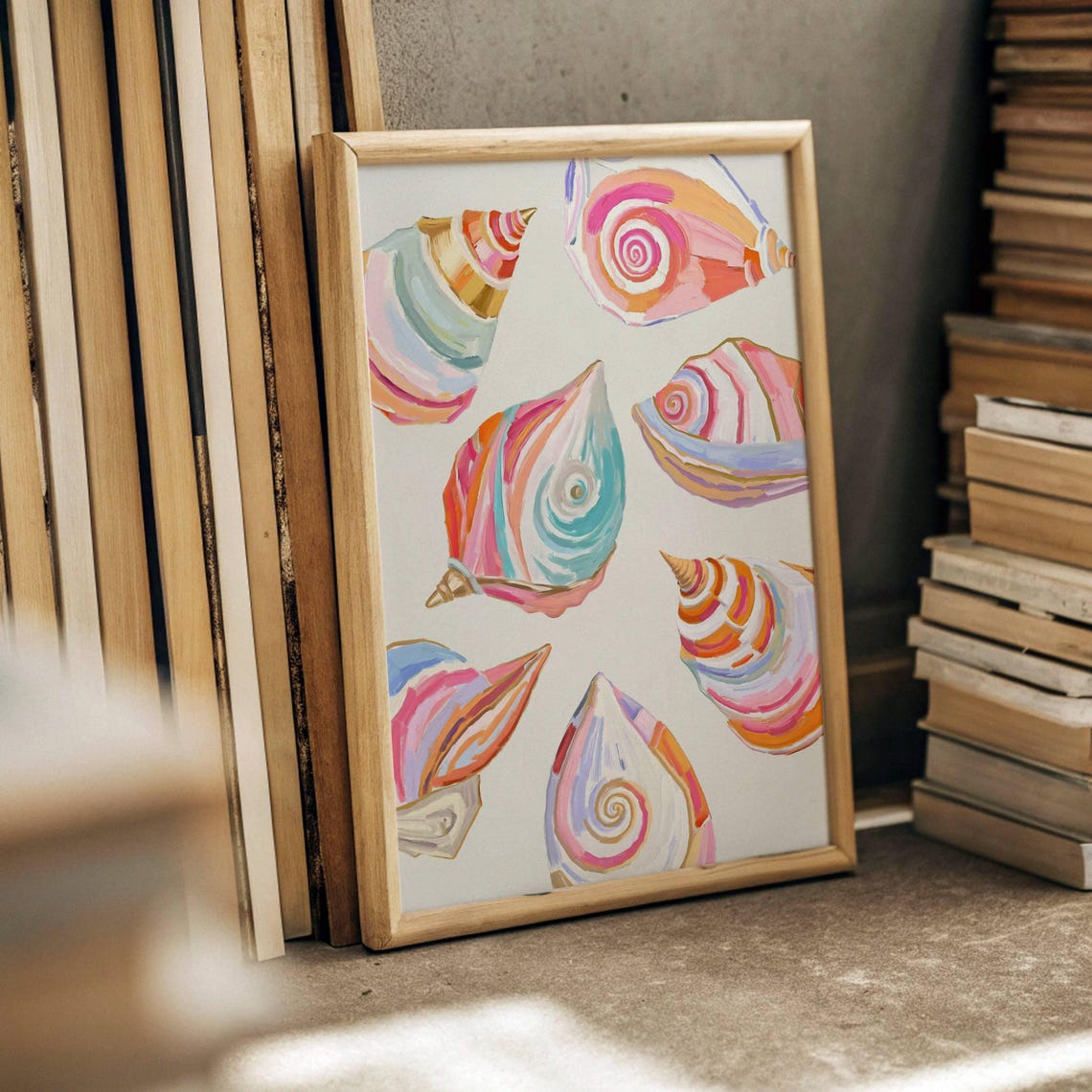 Colorful Pastel Seashells For Coastal Beach House Wall Poster