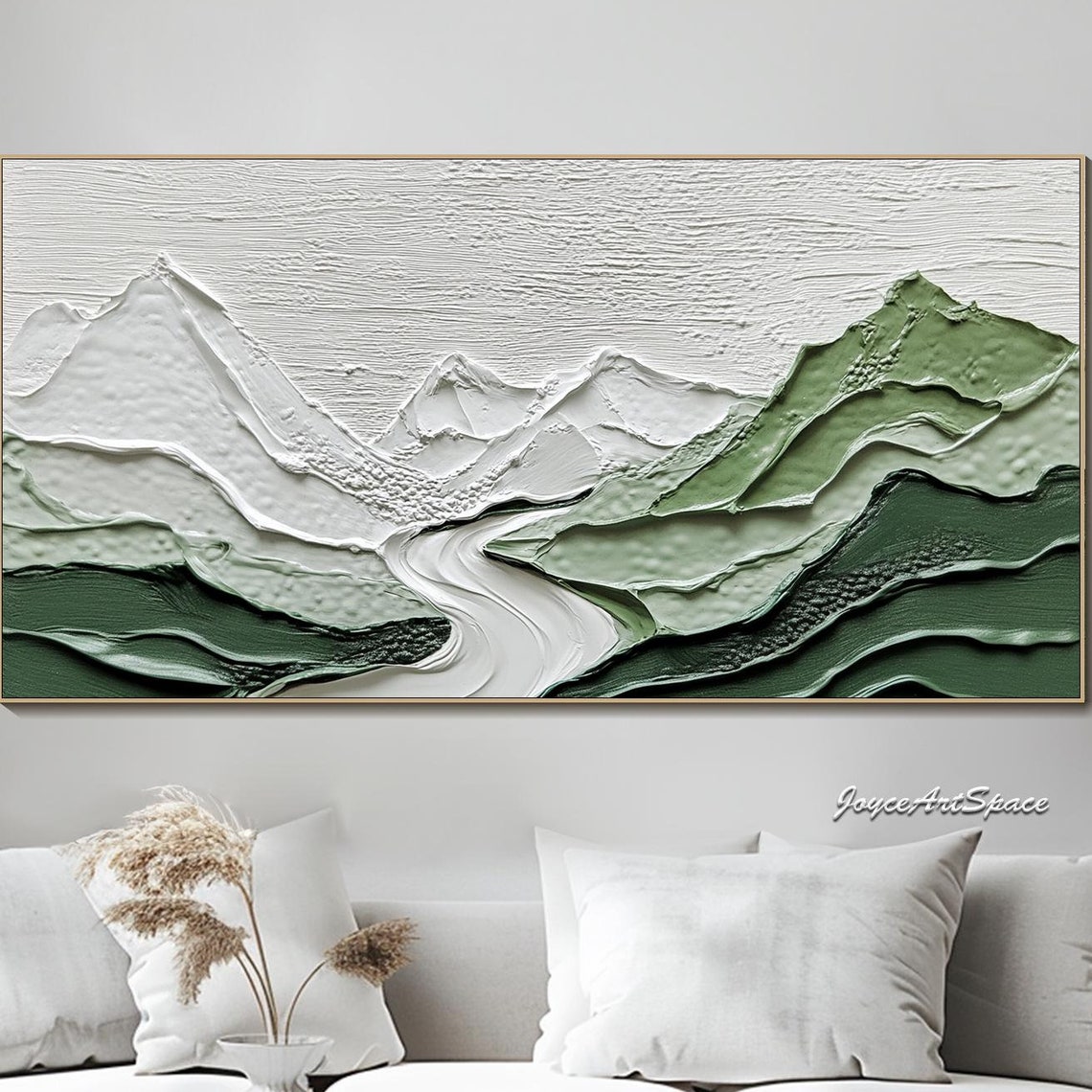 Green Mountains White River Valley Textured 3D Impasto Art Poster