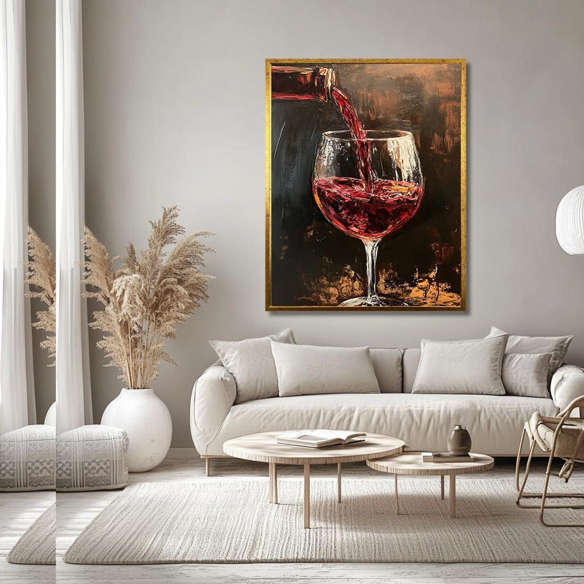 Modern Abstract Wall Art Bold Portrait Wall Decor With Red Lips Handmade Painting For Living Room - Image 3