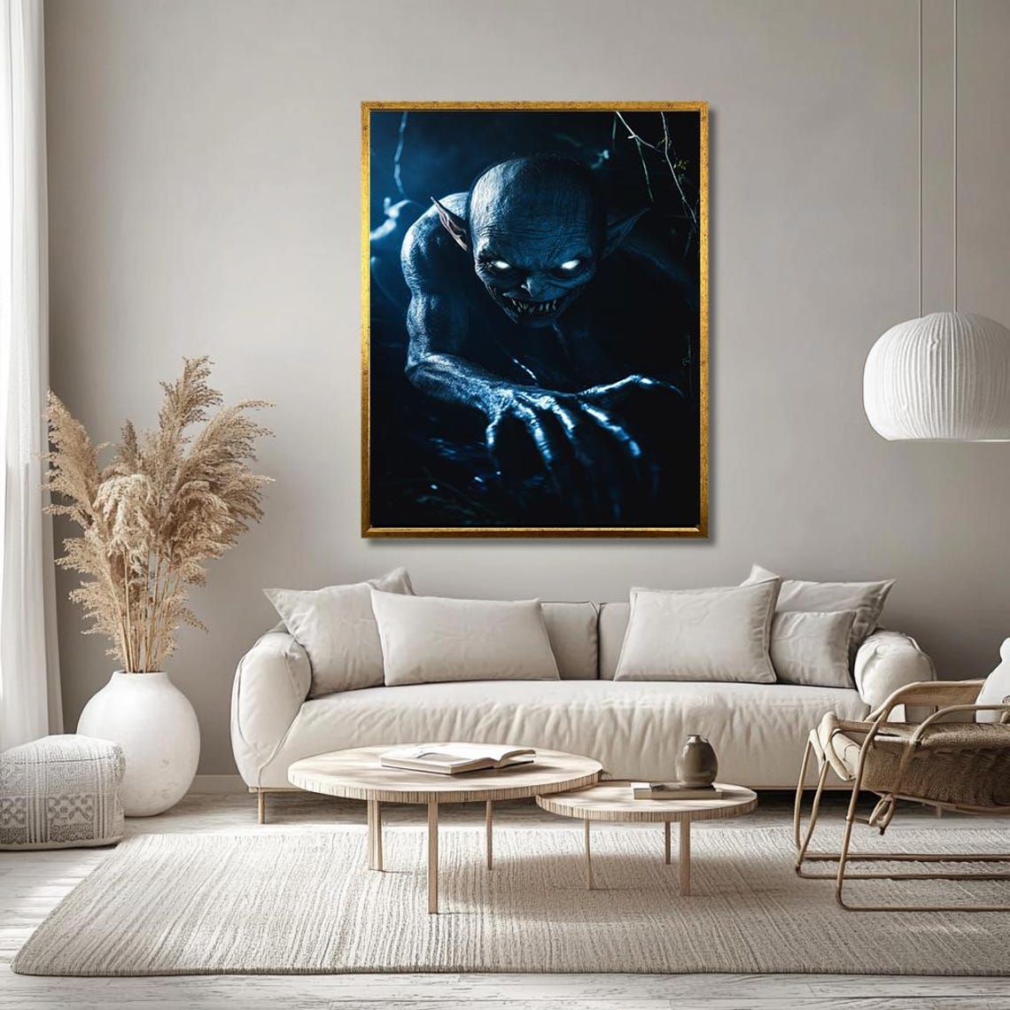 Dark Fantasy Throne Art Mysterious Wizard In Shadowy Realm Monochrome Epic Wall Decor For Fantasy And Gothic Interiors - Image 3