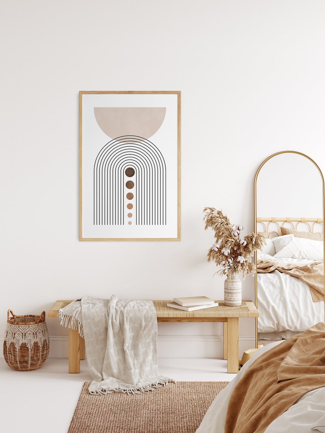 Earth Tone Rainbow Arch Line Art Mid Century Geometric Poster - Image 2
