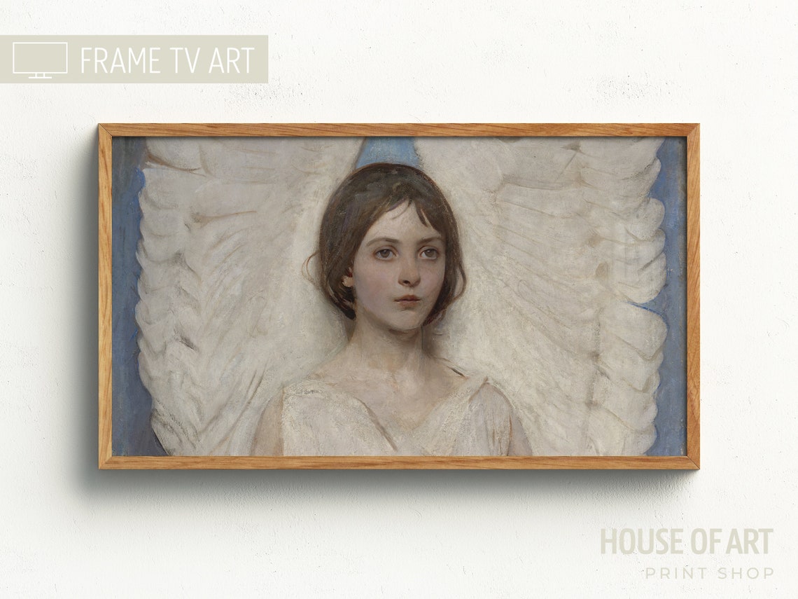 Angel Frame Tv Art Frame Tv Art 4k Vintage Portrait Painting Beautiful Angel Art Guardian Angel Spiritual Art - Image 3