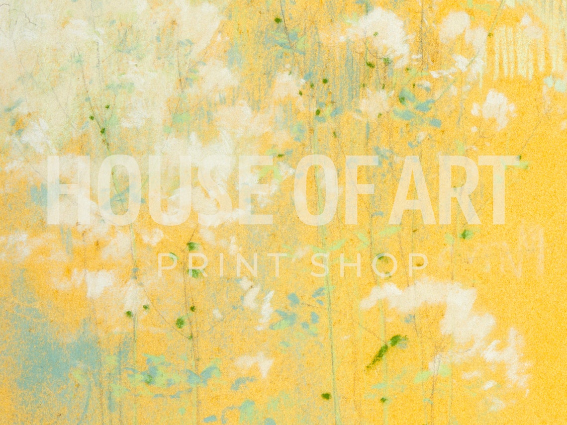 Golden Ochre Wildflower Meadow Abstract Yellow Floral Wall Art - Image 2