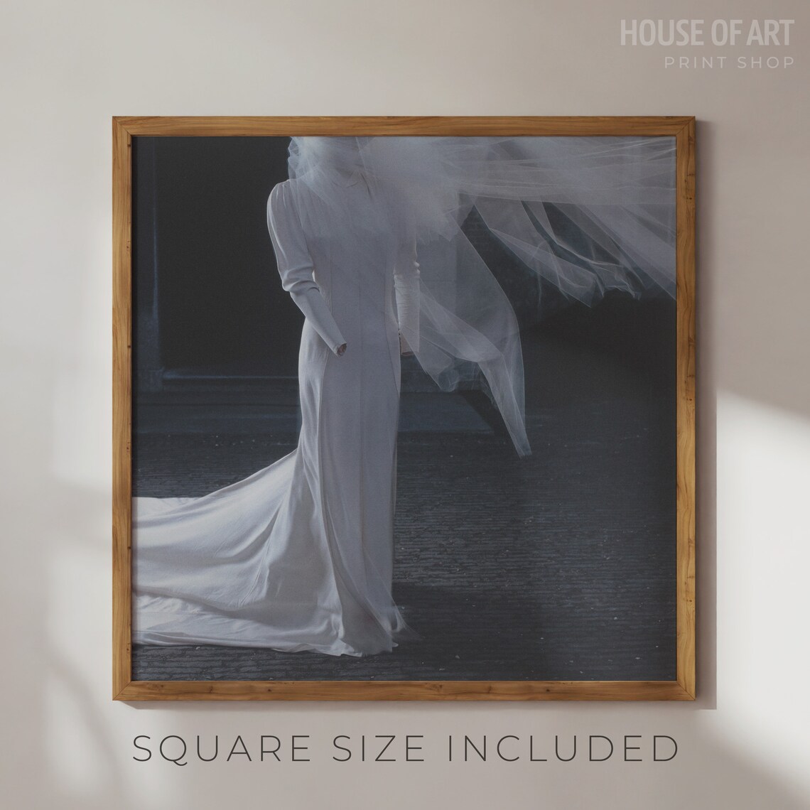 Spooky Empty Wedding Dress Vintage Photograph Night Veil Bridal Art Poster - Image 2