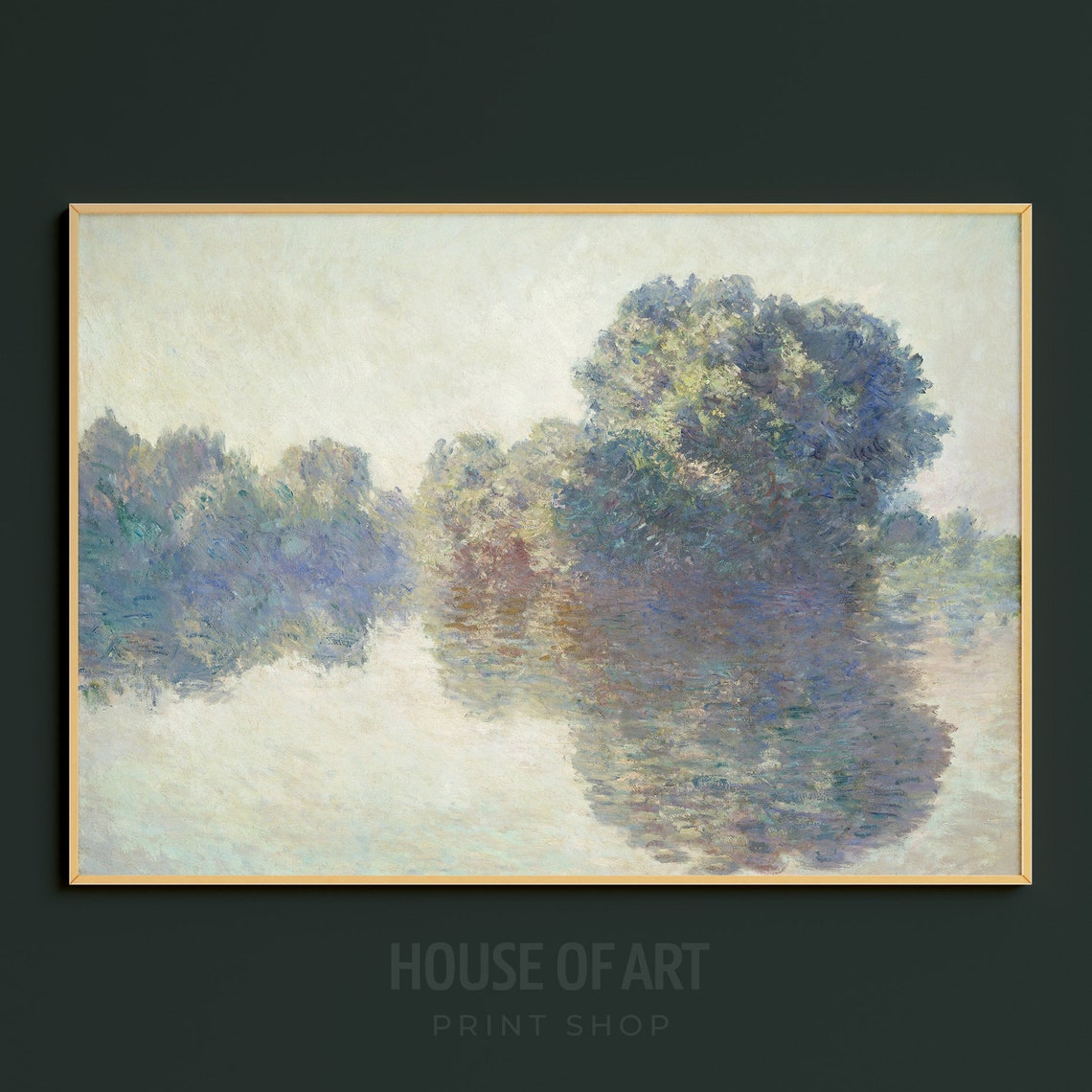 River Trees Water Reflections Impressionist Pastel Painting Poster - Image 3