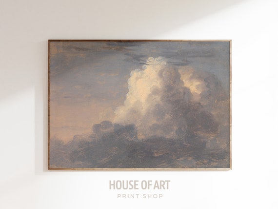 Cloud Wall Art Vintage Oil Painting Cloud Prints Aesthetic Clouds Painting Above Bed Decor Sky Poster Cottage Decor Wall Art