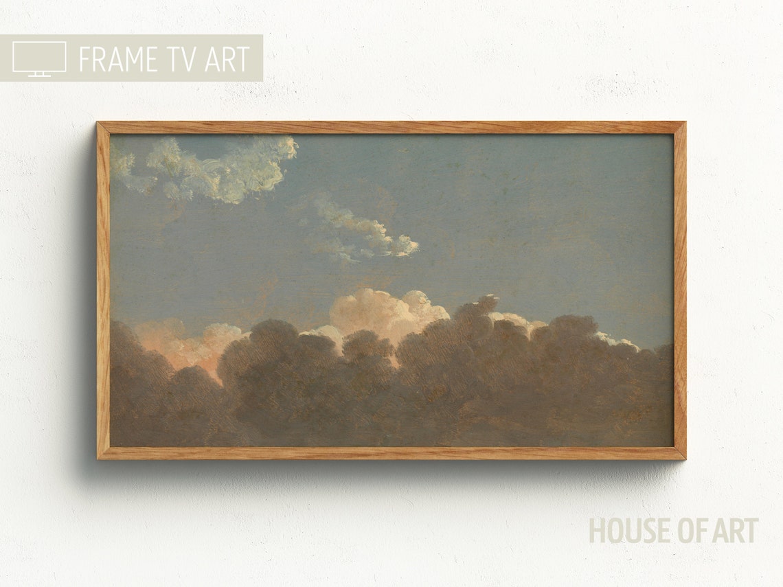 Vintage Cloud Study Dramatic Stormy Sky Warm Sunset Glow Art Print - Image 3