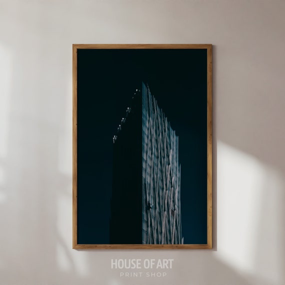 Skyscraper Art Print Barcelona Print Architecture Photography Blue Wall Art Dark Moody Wall Art Gallery Wall Print Wall Art