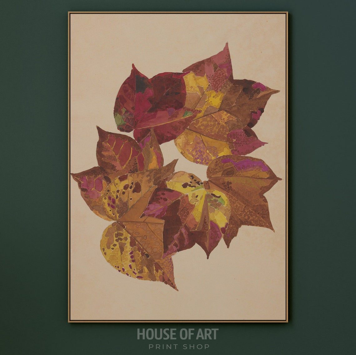 Autumn Leaves Watercolor Still Life Fall Foliage Botanical Art Print - Image 3