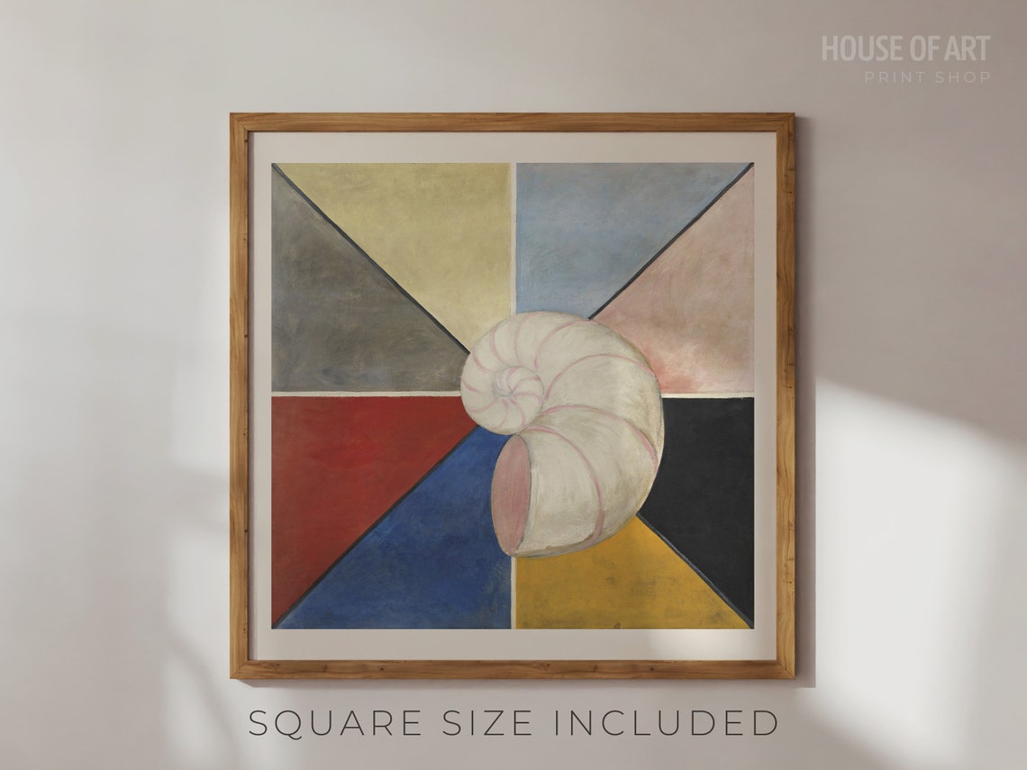Spiral Nautilus Shell Geometric Color Blocks Abstract Spiritual Poster - Image 2