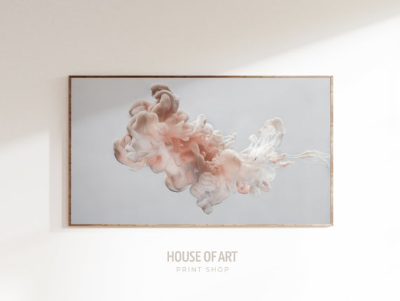 Frame Tv Art Minimalist Abstract Photography Pink Ink Cloud In Water Artwork Detailed Dreamy White Photograph