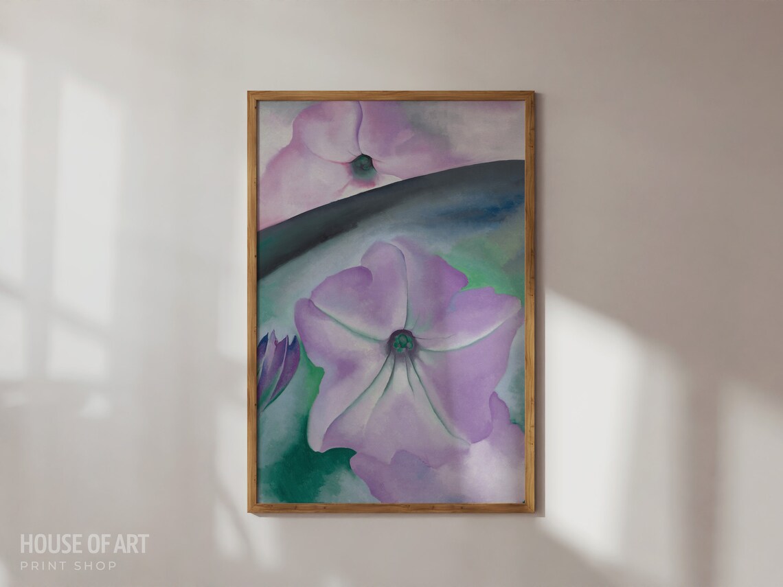 Purple Petunia Blossom Close Up Modern Floral Oil Painting Print