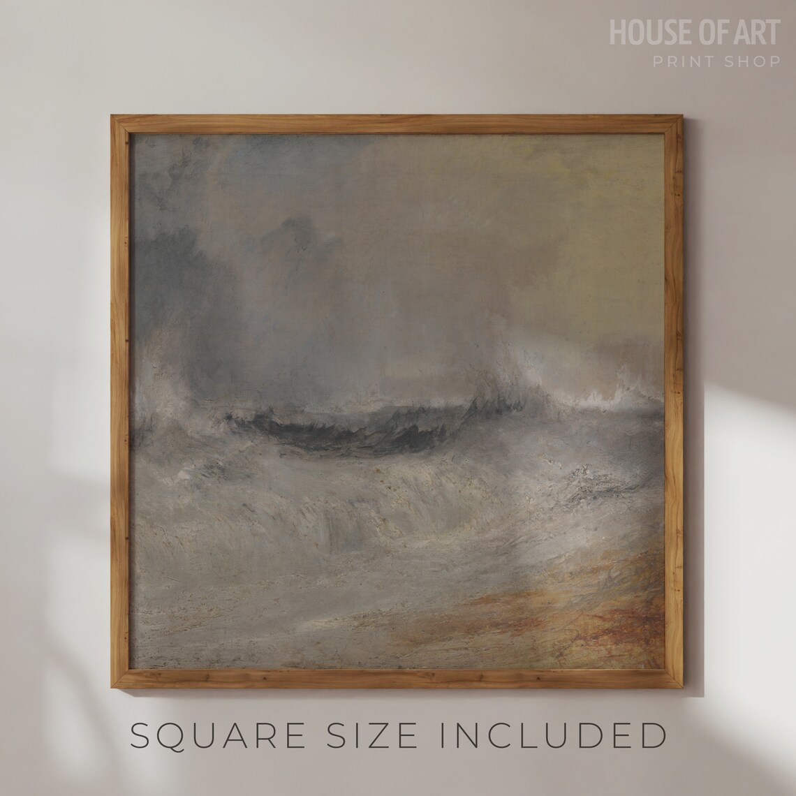 Stormy Sea Waves Oil Painting Moody Grey Ocean Landscape Wall Art Poster - Image 2