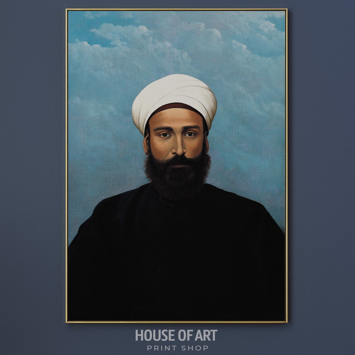 Bearded Man With Turban Male Portrait Painting Antique Oil Painting Modern Islamic Art Gentleman Gallery Wall Print Wall Art - Image 3