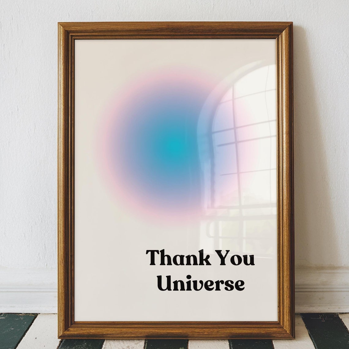 Thank You Universe Blue Pink Aura Gradient Manifesting Wall Art