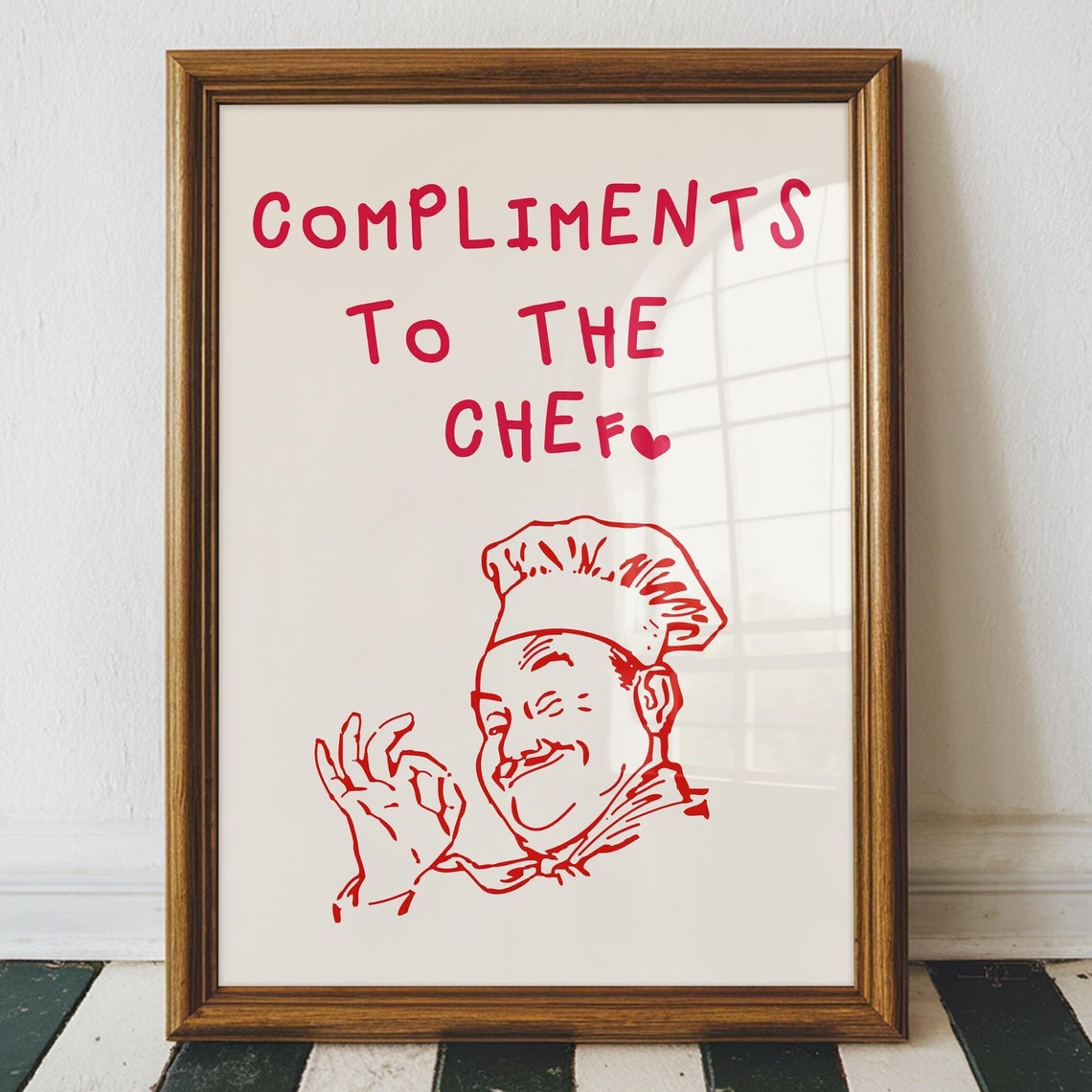 Compliments To The Chef Retro Vintage Kitchen Wall Art Poster
