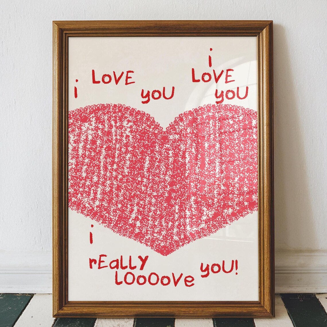 I Love You I Really Looove You Red Heart Love Quote Wall Art