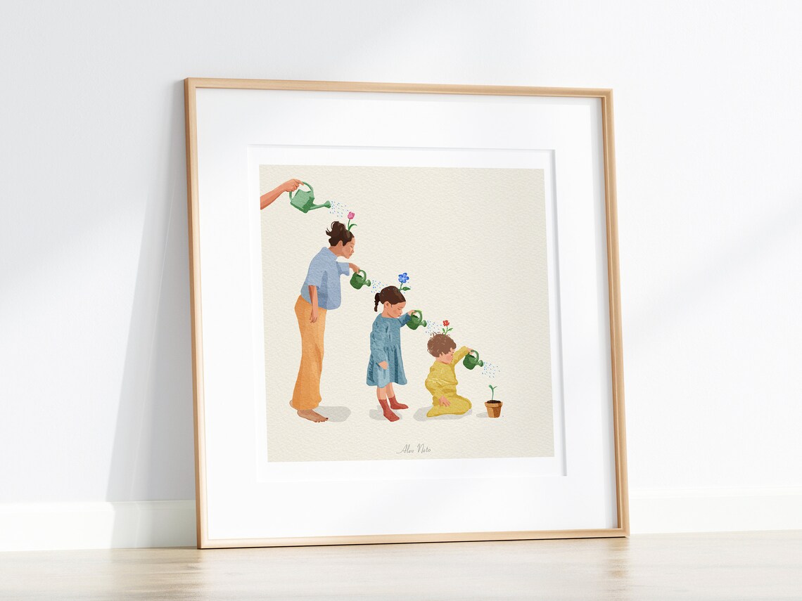 Together We Bloom Mother Watering Children Garden Wall Poster - Image 2