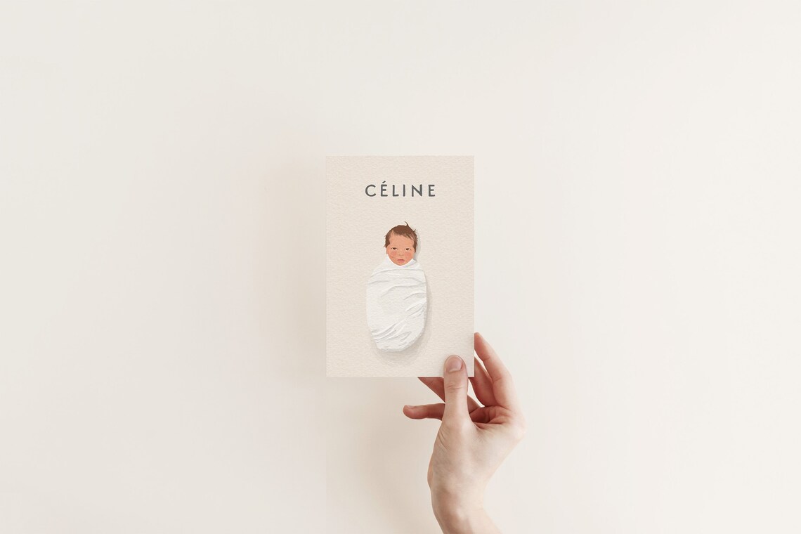 Personalized Baby Name Portrait With Swaddled Newborn Poster - Image 3